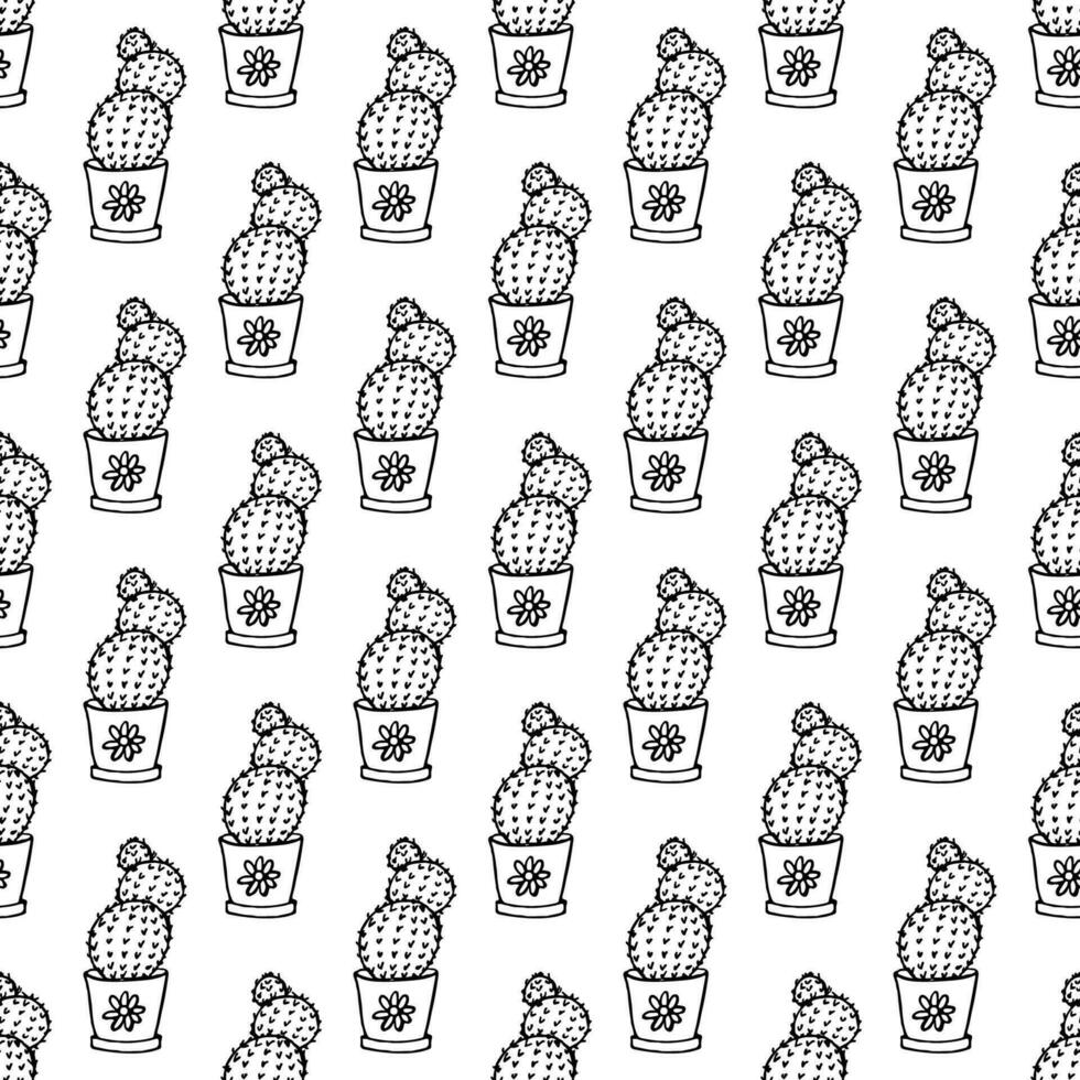 Seamless pattern with cactus doodle for decorative print, wrapping paper, greeting cards and fabric vector