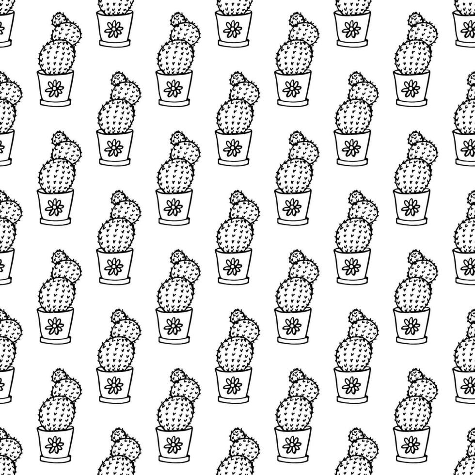 Seamless pattern with cactus doodle for decorative print, wrapping paper, greeting cards and fabric vector