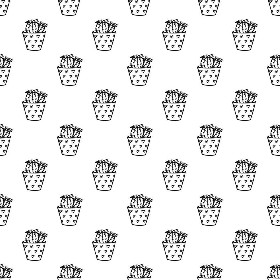 Seamless pattern with cactus doodle for decorative print, wrapping paper, greeting cards and fabric vector