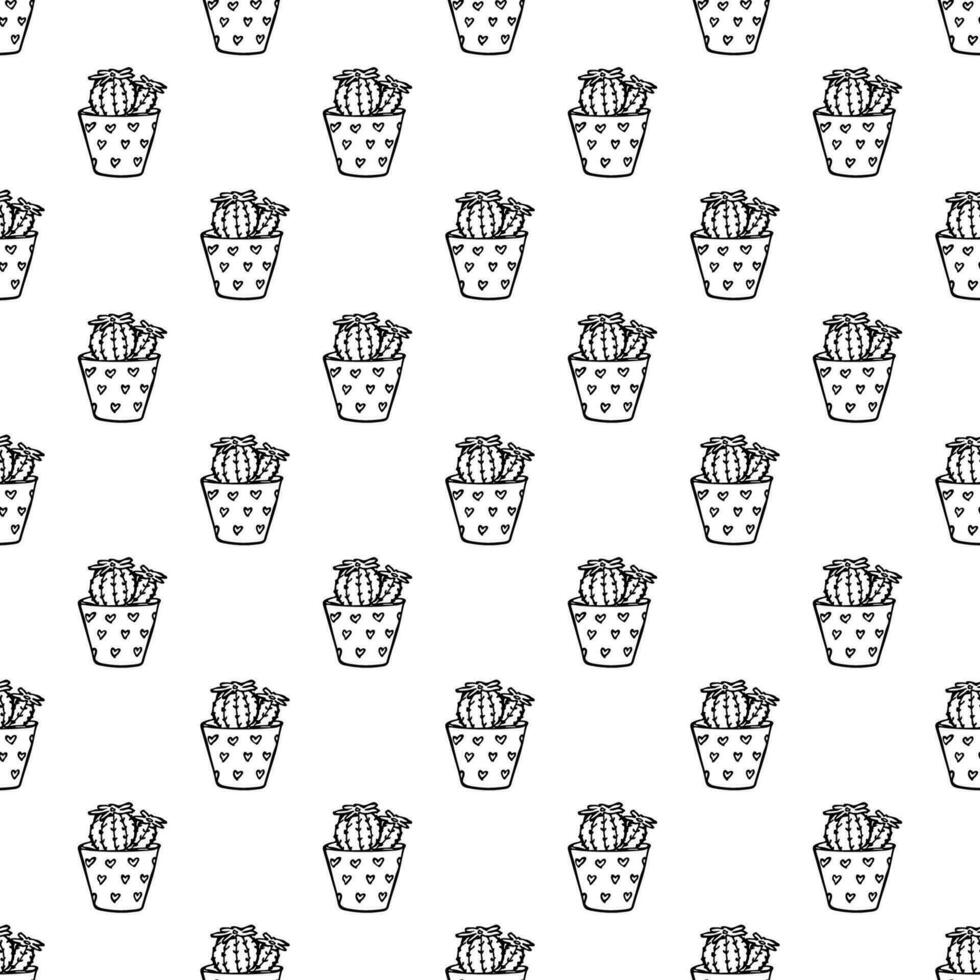 Seamless pattern with cactus doodle for decorative print, wrapping paper, greeting cards and fabric vector