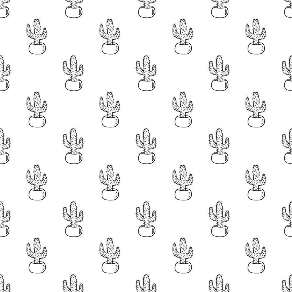 Seamless pattern with cactus doodle for decorative print, wrapping paper, greeting cards and fabric vector