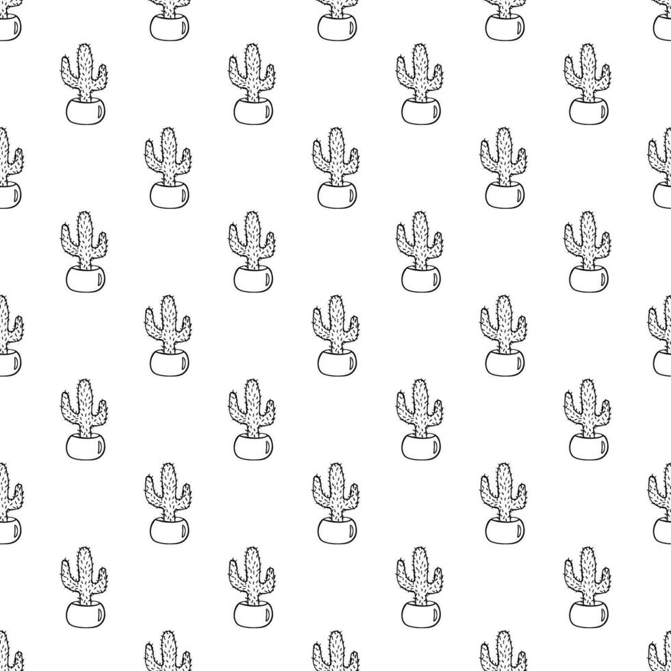 Seamless pattern with cactus doodle for decorative print, wrapping paper, greeting cards and fabric vector