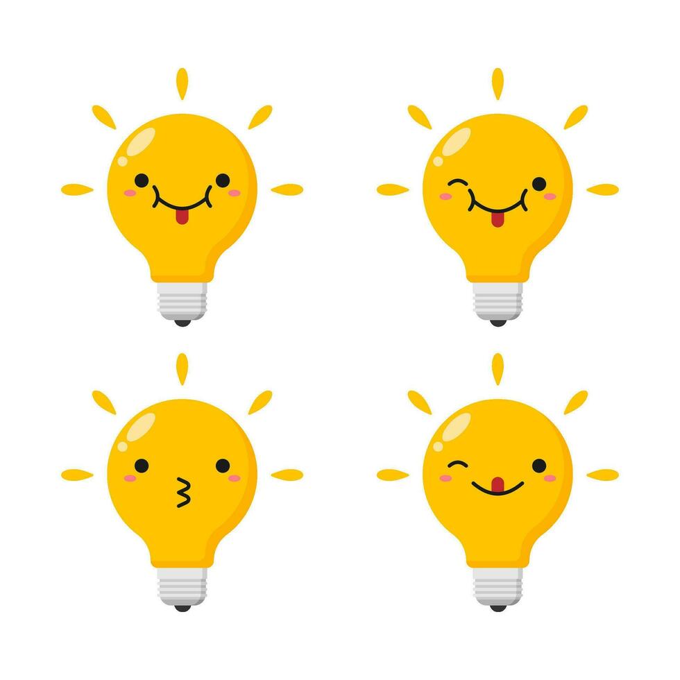 Flat illustration of cute light bulb cartoon on isolated background vector