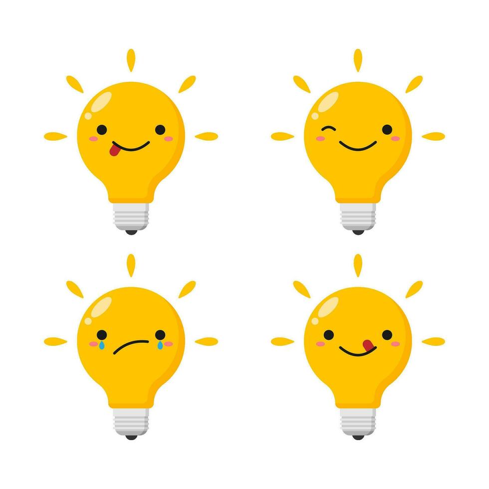 Flat illustration of cute light bulb cartoon on isolated background vector