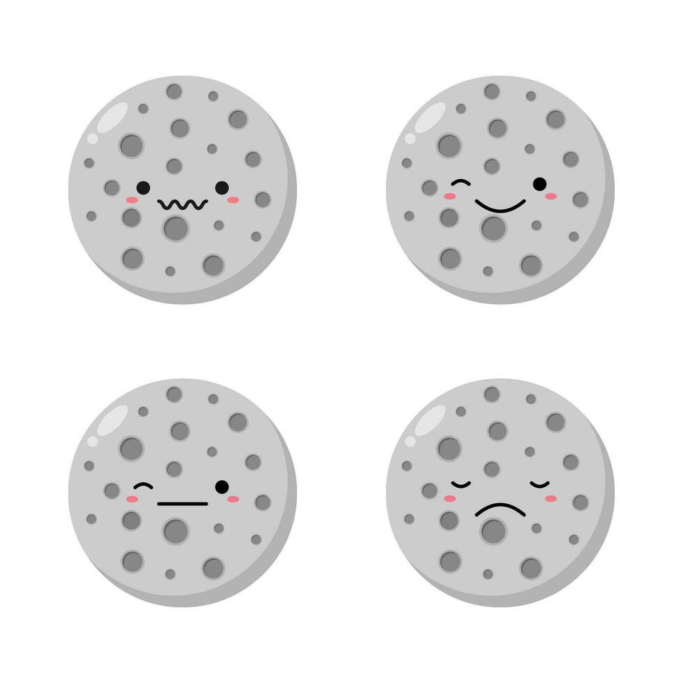 Flat illustration of cute moon cartoon on isolated background vector