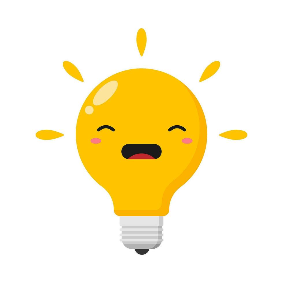 Flat illustration of cute light bulb cartoon on isolated background vector