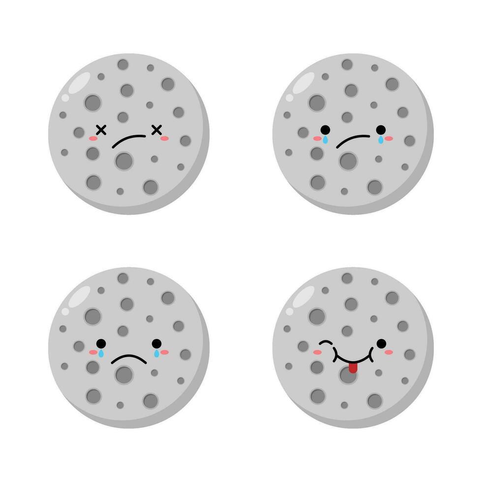 Flat illustration of cute moon cartoon on isolated background vector