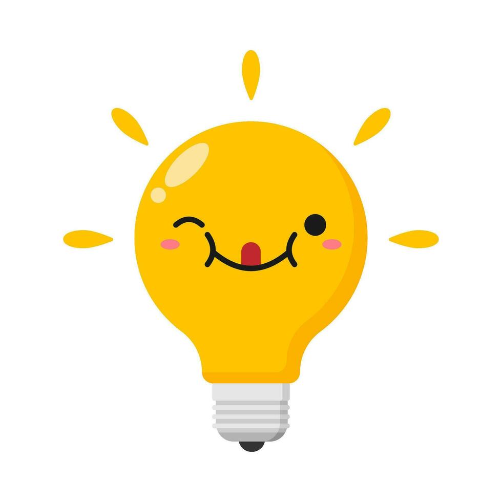 Flat illustration of cute light bulb cartoon on isolated background vector