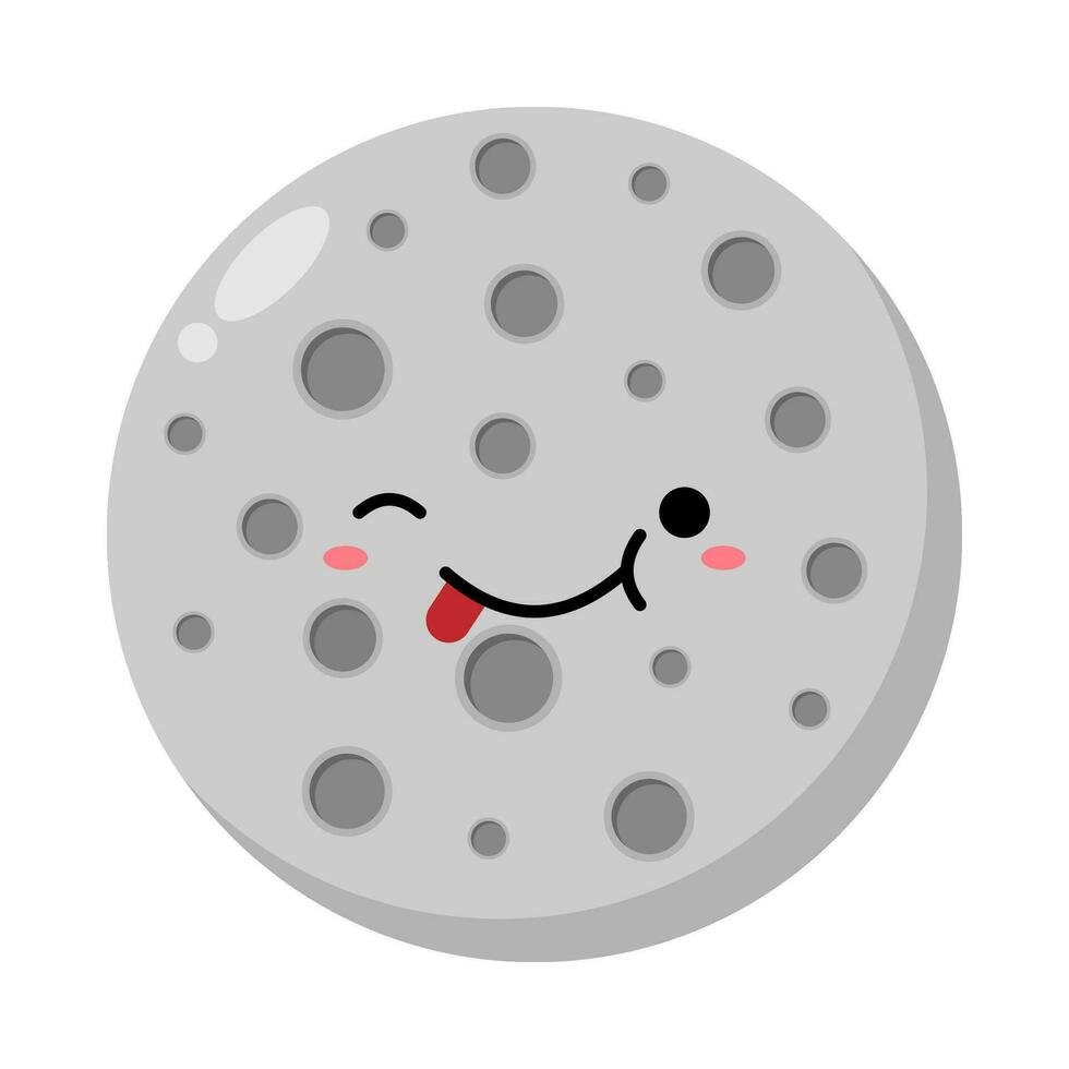 Flat illustration of cute moon cartoon on isolated background vector
