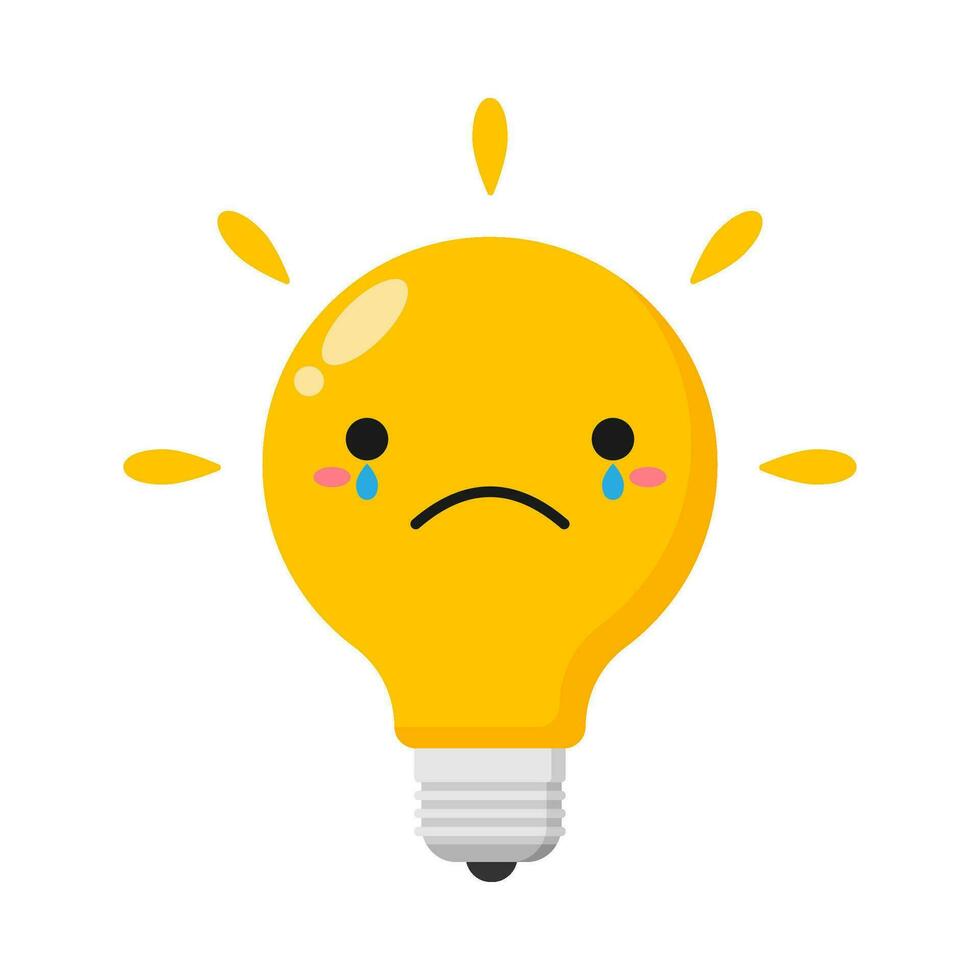 Flat illustration of cute light bulb cartoon on isolated background vector
