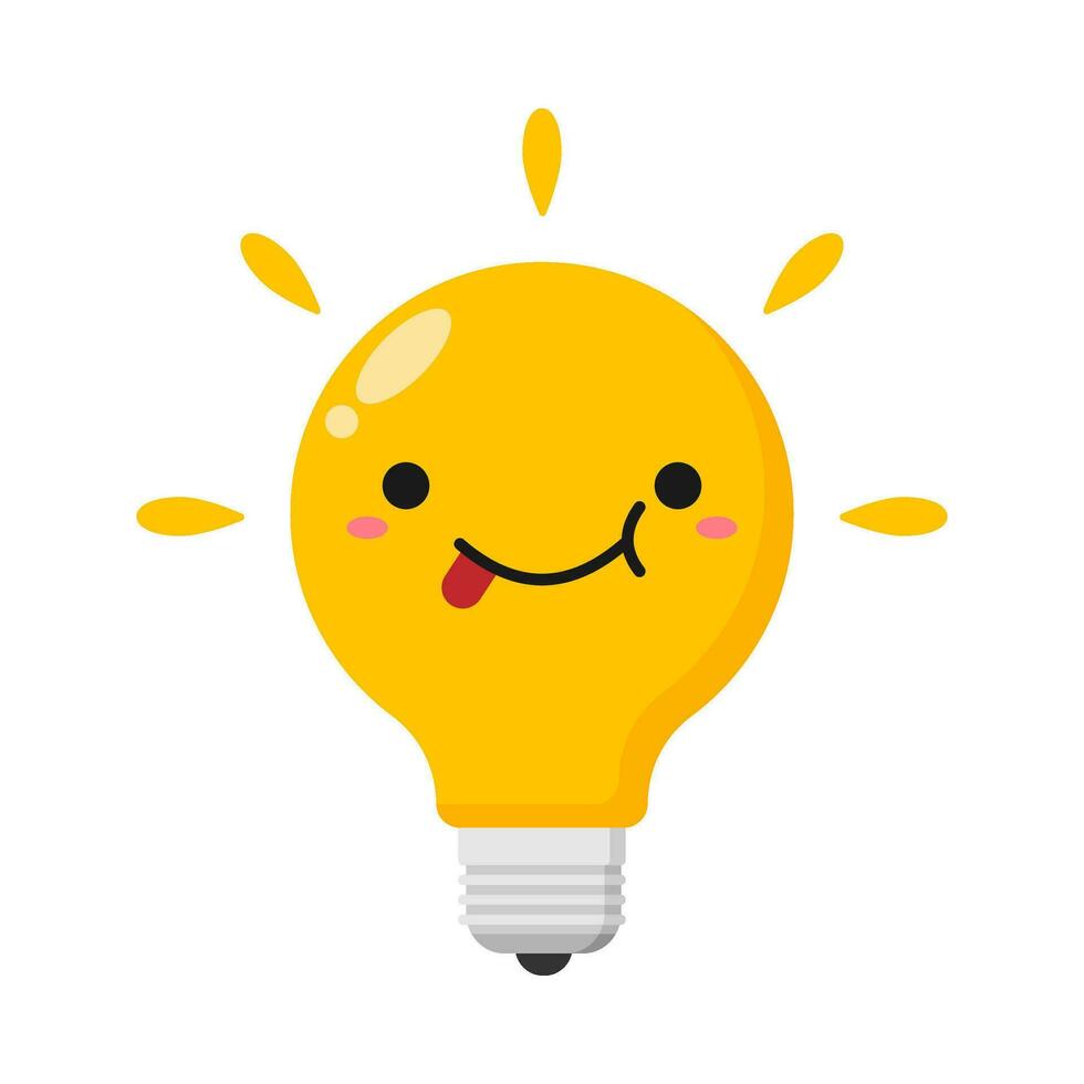 Flat illustration of cute light bulb cartoon on isolated background vector