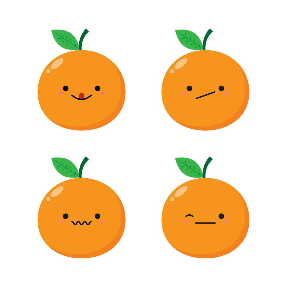 plano ilustración de linda naranja Fruta dibujos animados en aislado antecedentes vector