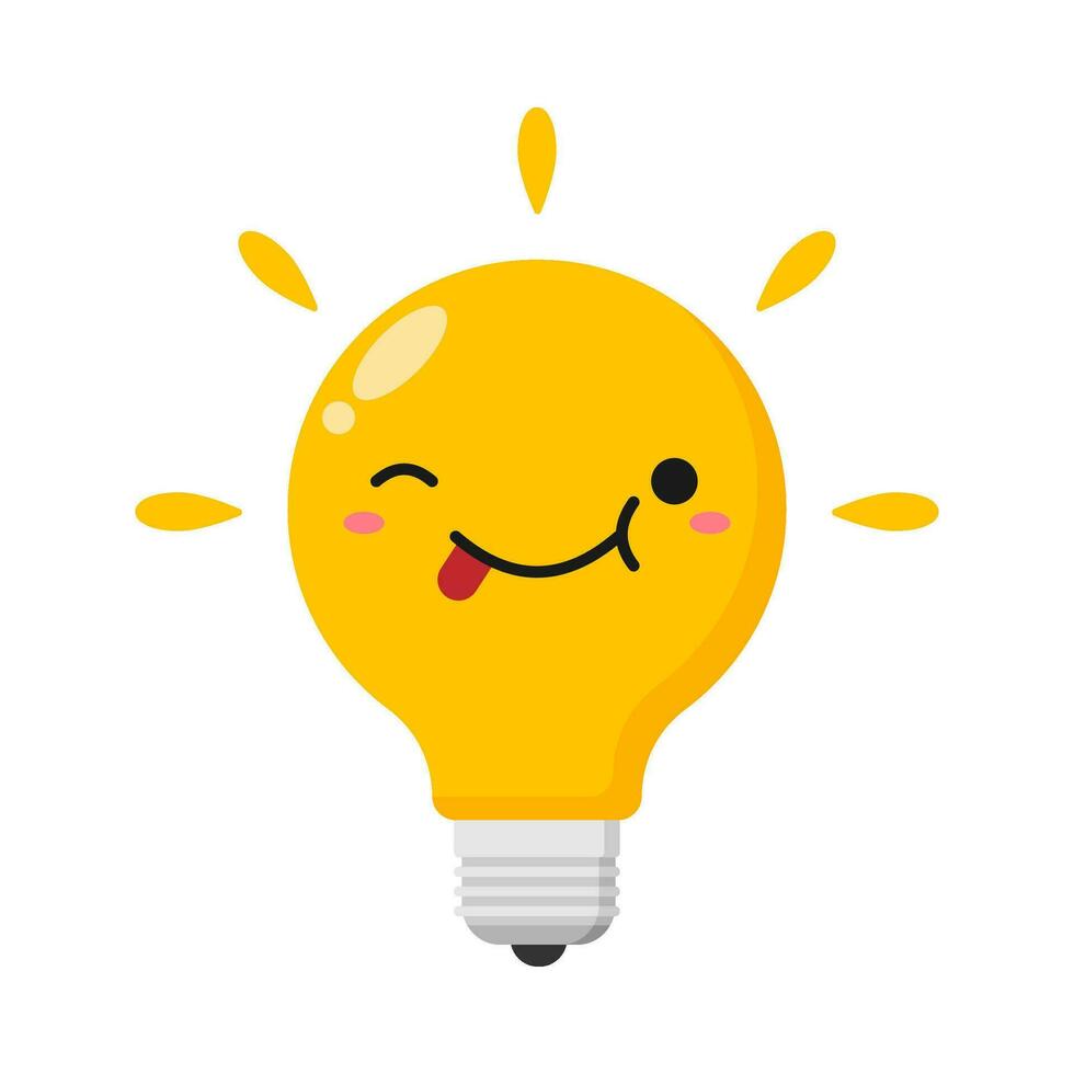 Flat illustration of cute light bulb cartoon on isolated background vector