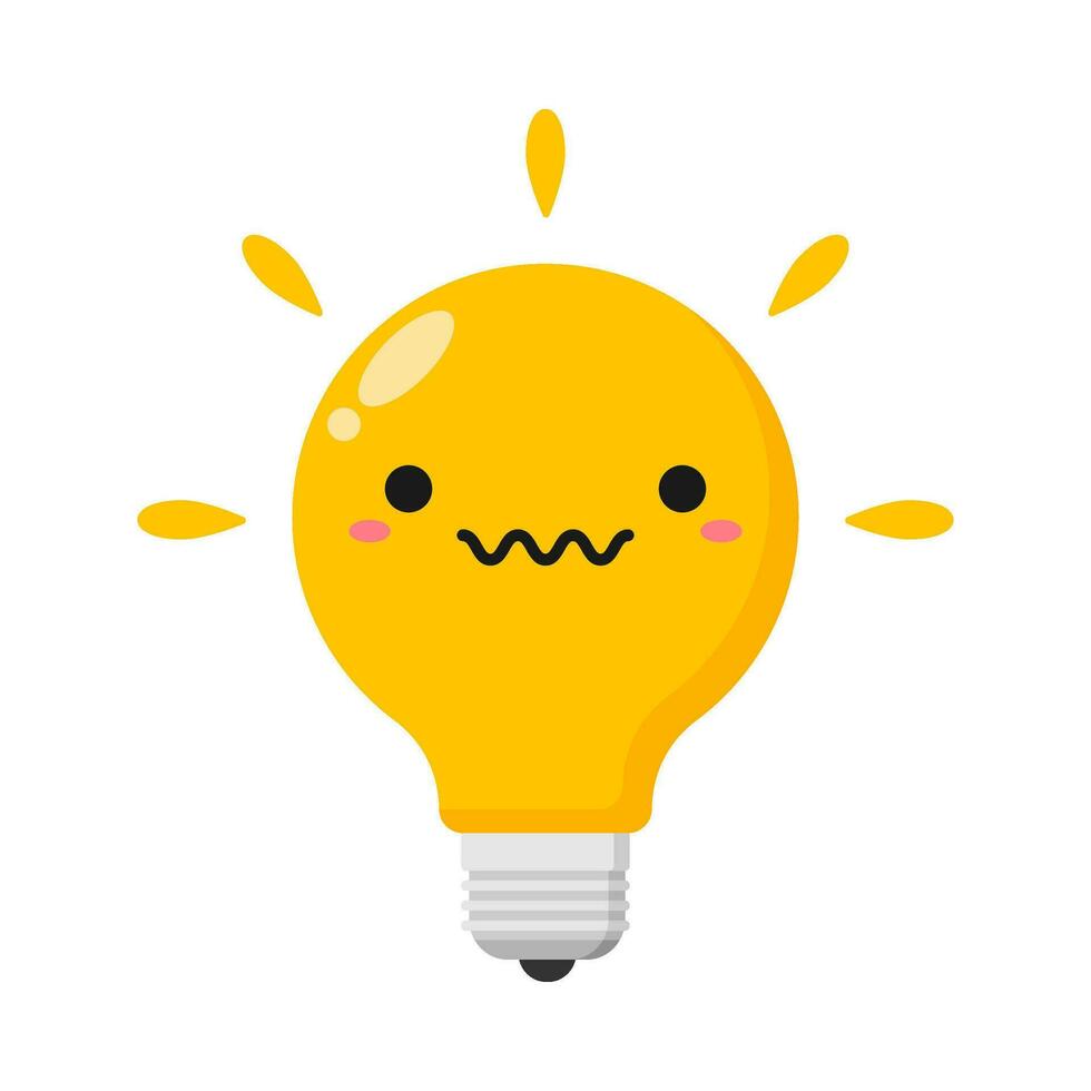 Flat illustration of cute light bulb cartoon on isolated background vector