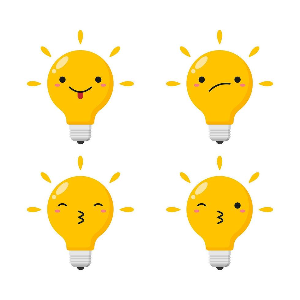 Flat illustration of cute light bulb cartoon on isolated background vector