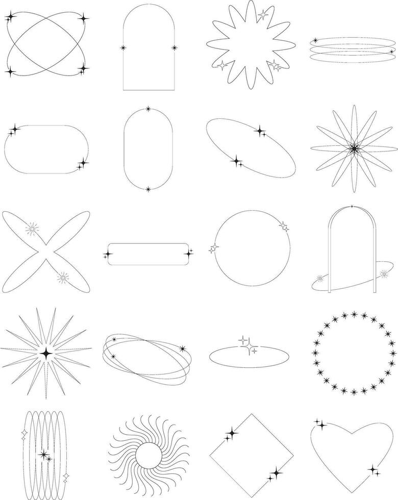 Aesthetic Y2K Outline vector