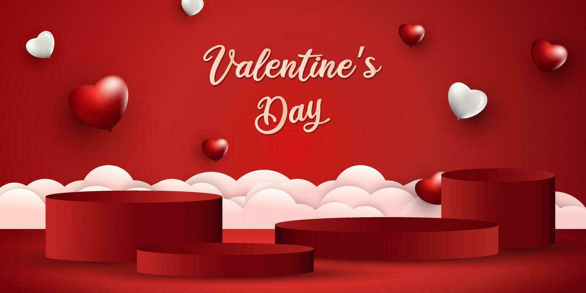 podium set with valentine's day theme vector