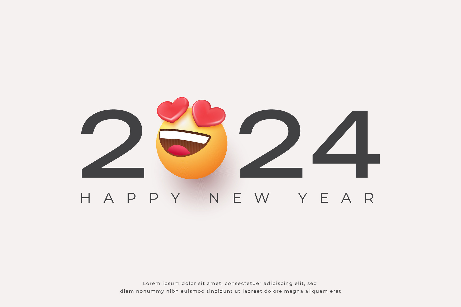 Happy new year 2024 with love emoji design 35665748 Vector Art at Vecteezy