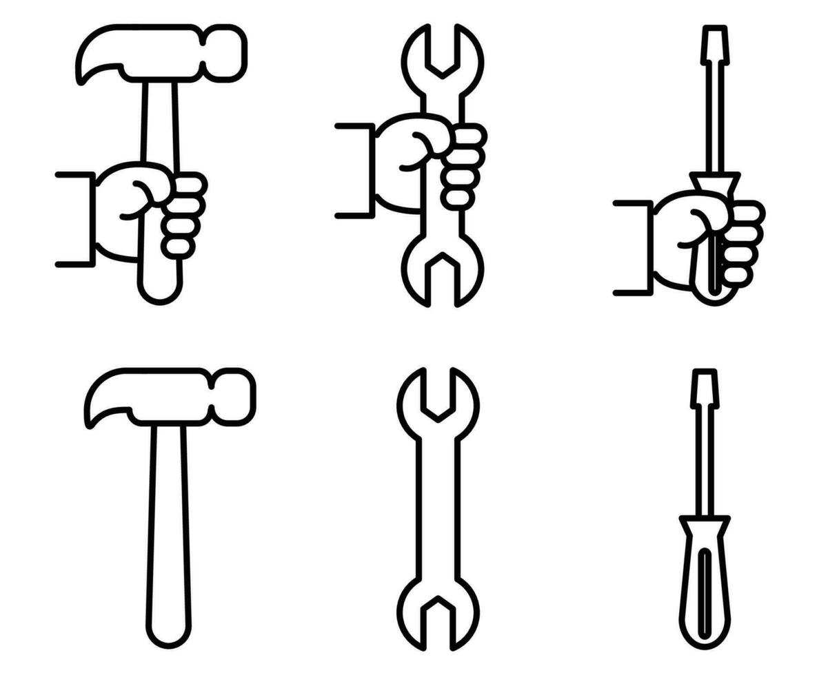 tool and repair simple icon set vector