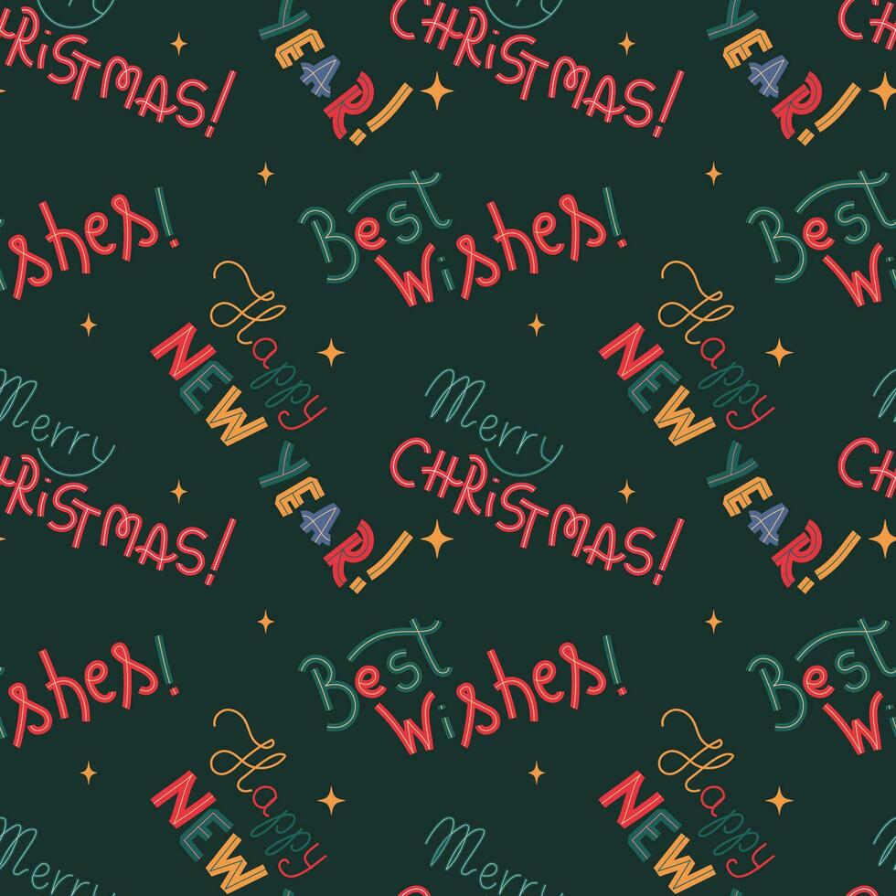 The Christmas pattern with elements - Christmas lettering. The hand-drawn element. Seamless pattern for wrapping paper, textile prints, and background designs. vector