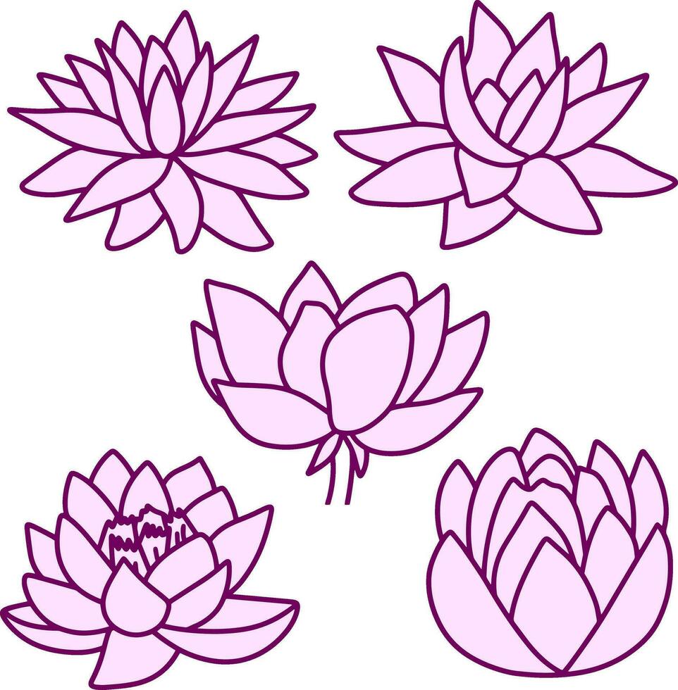 Lotus flower doodle icon Stencil vector