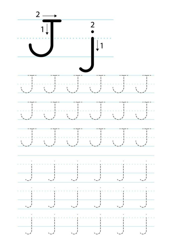 Printable letter J alphabet tracing worksheet vector