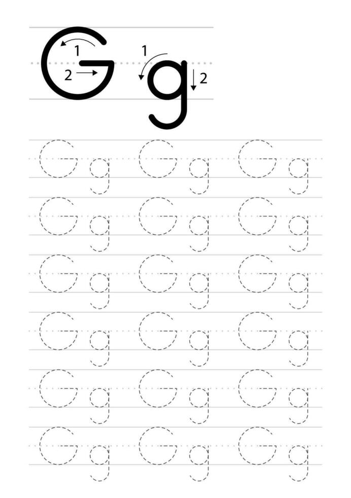 Printable letter G alphabet tracing worksheet 35665950 Vector Art at ...