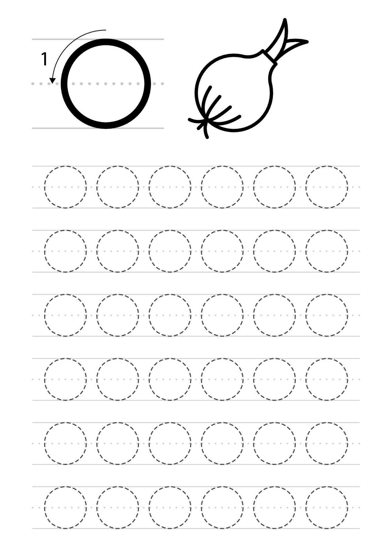 Printable letter O alphabet tracing worksheet 35665953 Vector Art at