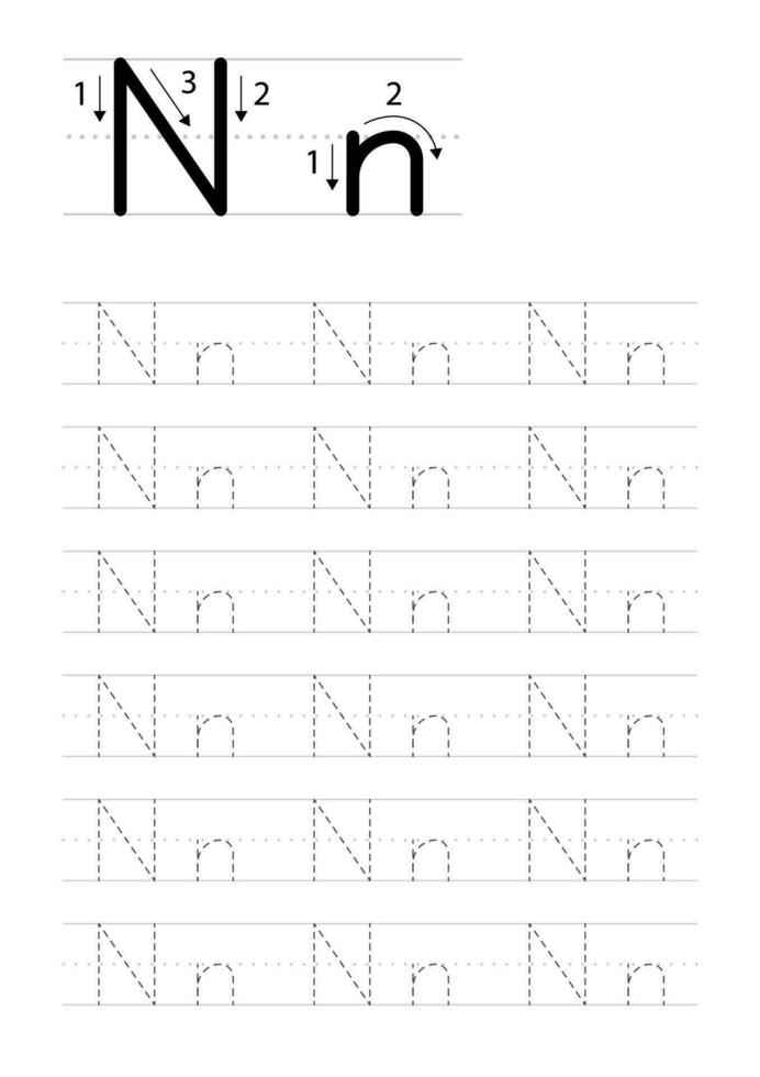 Printable letter A alphabet tracing worksheet vector