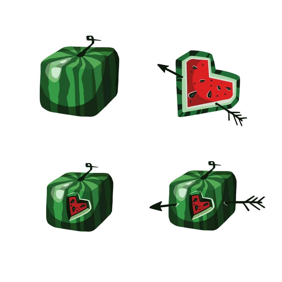 Set of colorful hand drawn watermelons with transparent background eps10 vector