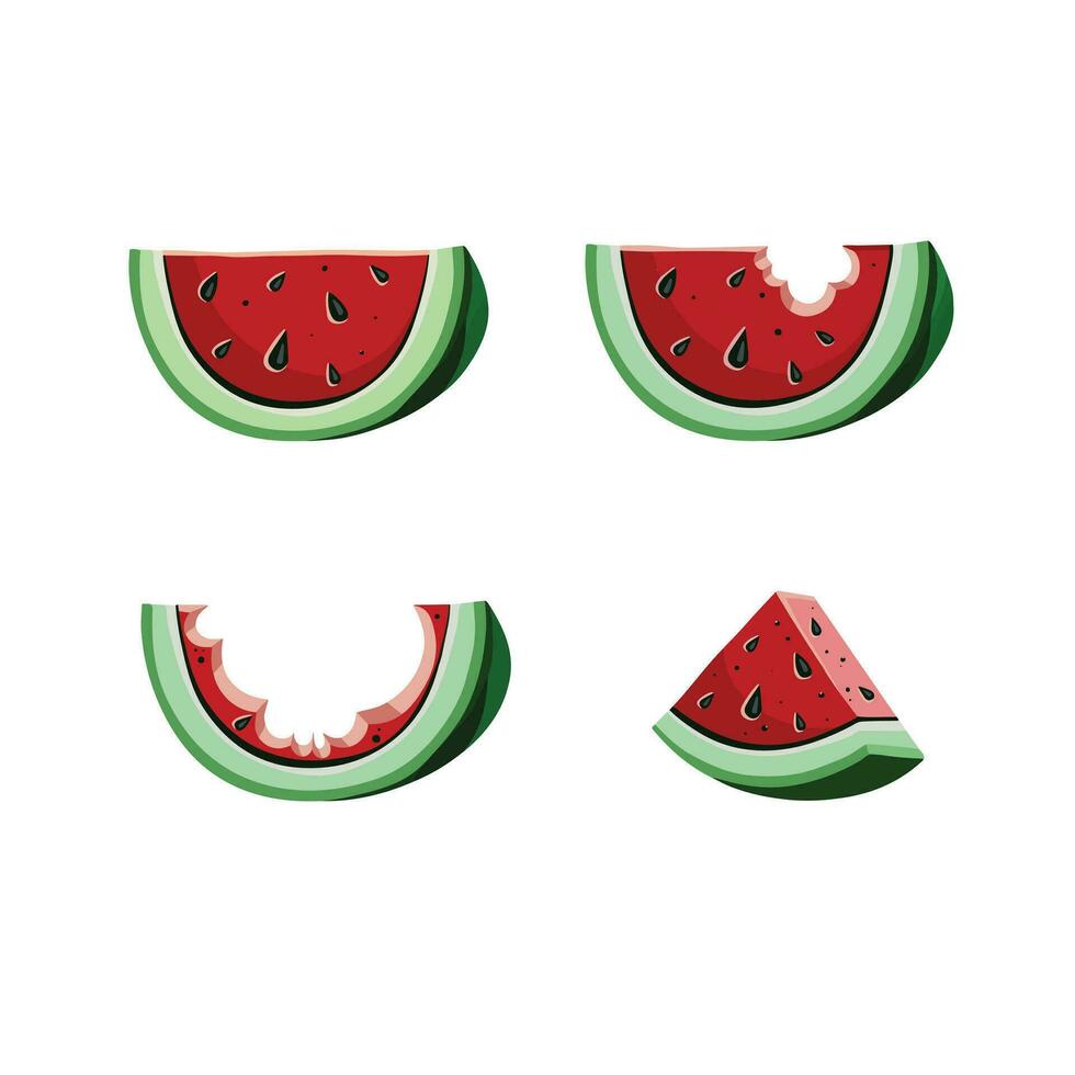 Set of colorful hand drawn watermelons with transparent background eps10 vector
