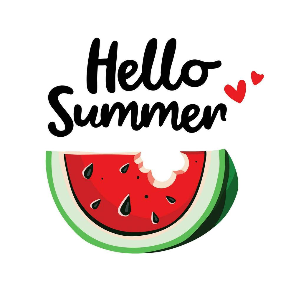 Hello summer lettering on watermelon, vector illustration eps10