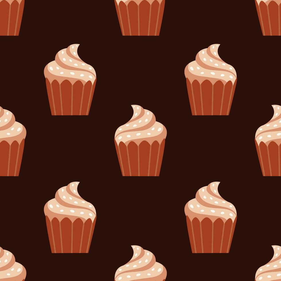 Bakery seamless pattern with cupcake vector