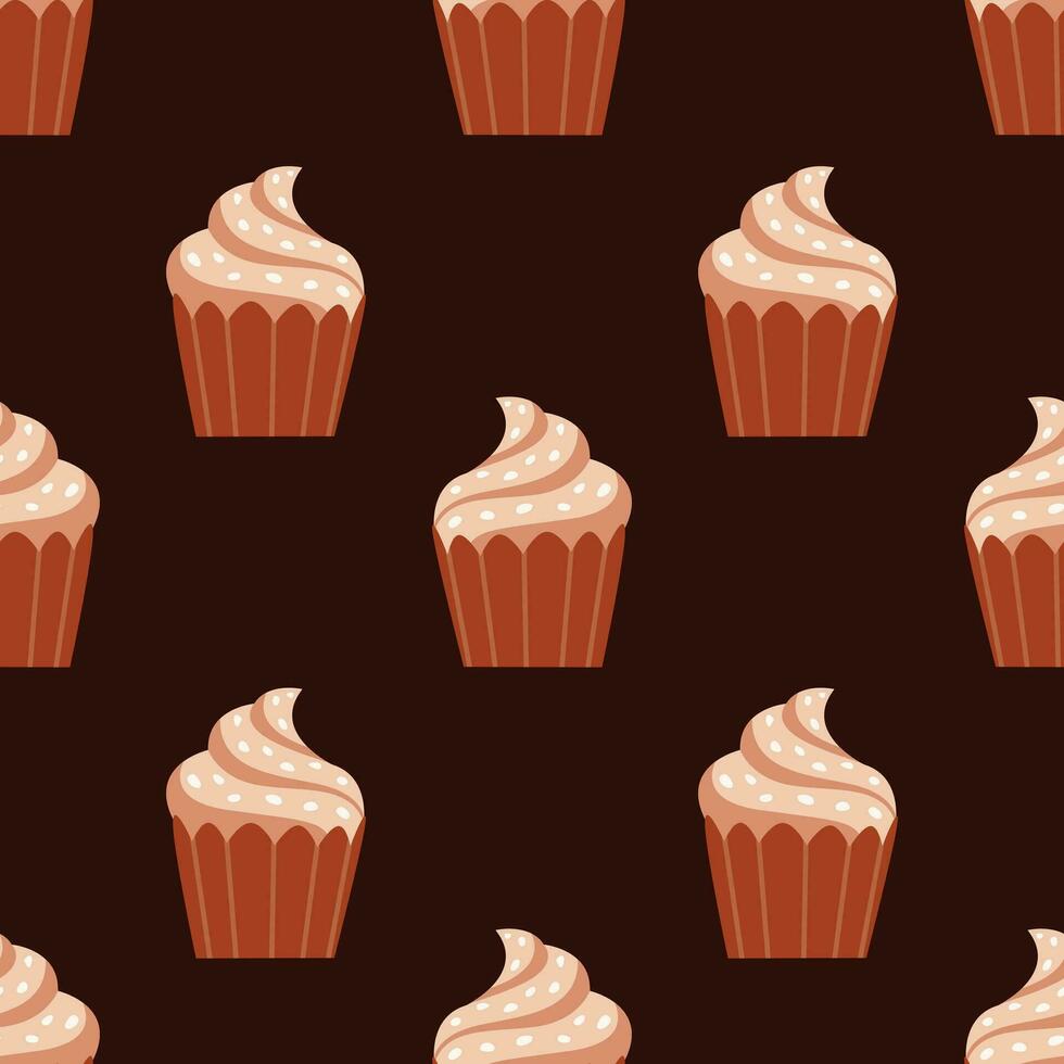 Bakery seamless pattern with cupcake vector