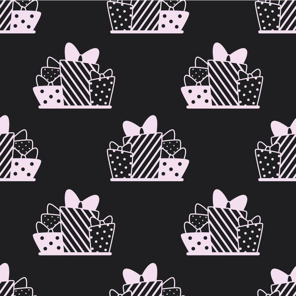Seamless pattern with gifts vector