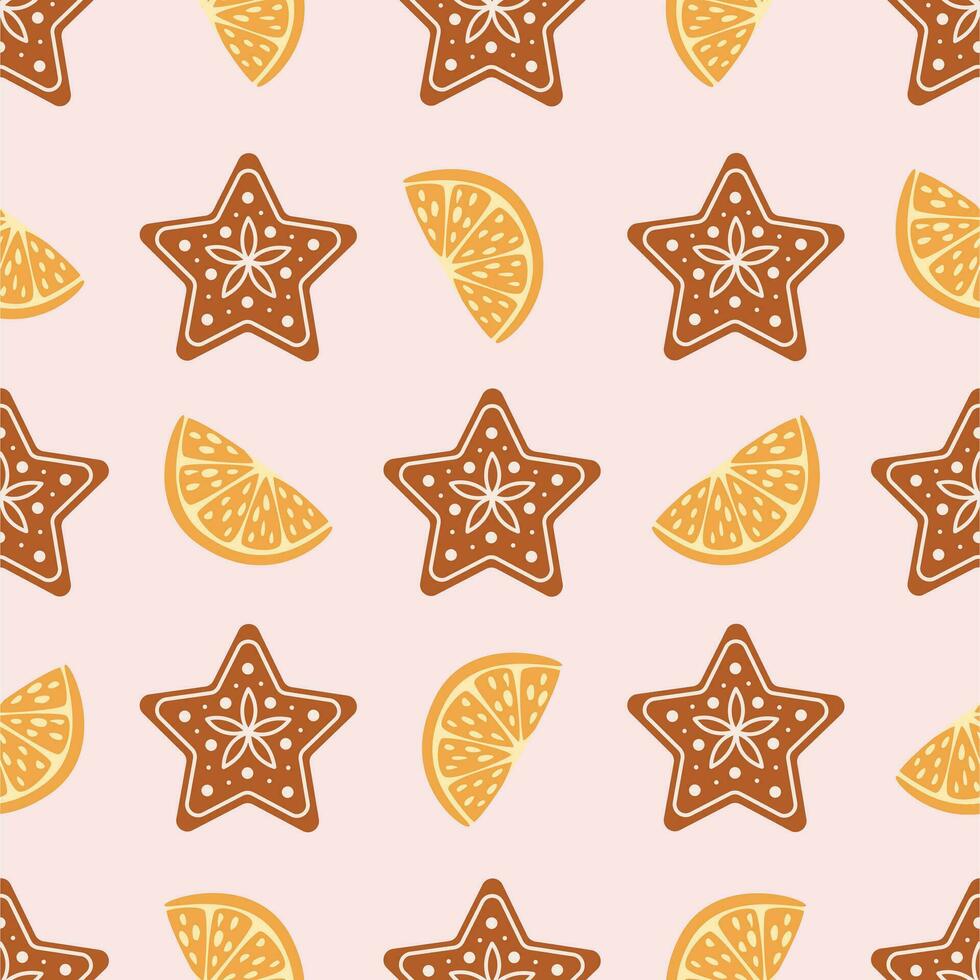 Seamless pattern with cookie and citrus vector