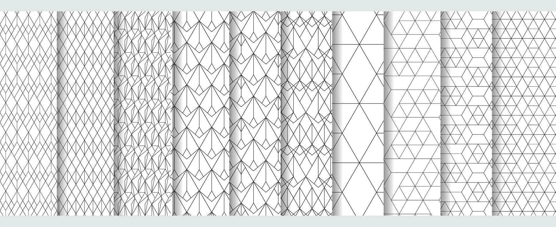 Set of 10 Geometric Seamless Pattern Vector Background