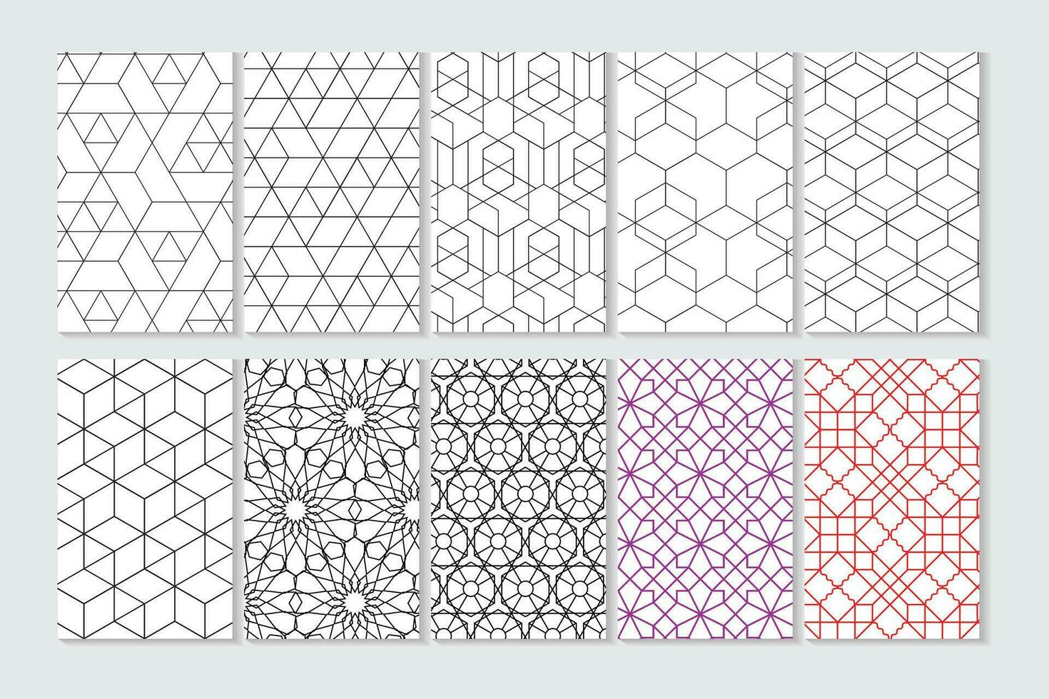 Set of 10 Geometric Seamless Pattern Vector Background