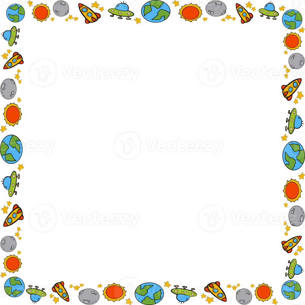The solar system and space border design png