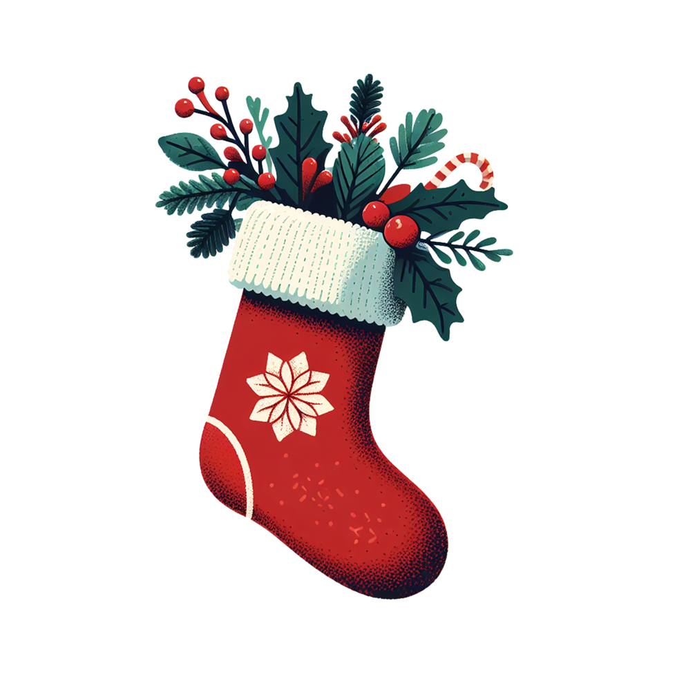AI generated A beautiful Christmas themed Santa Claus sock with decorative elements png