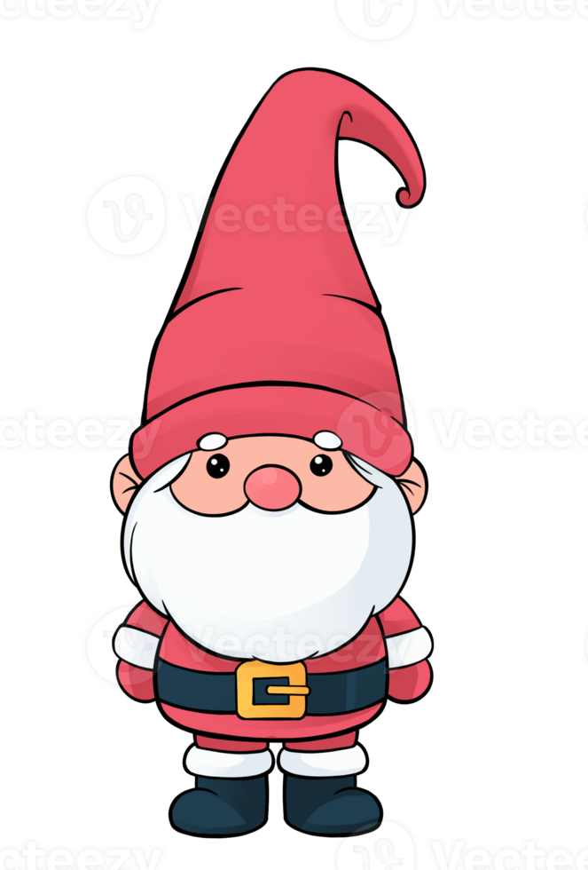 Cute Gnome Santa Claus in Christmas costume png