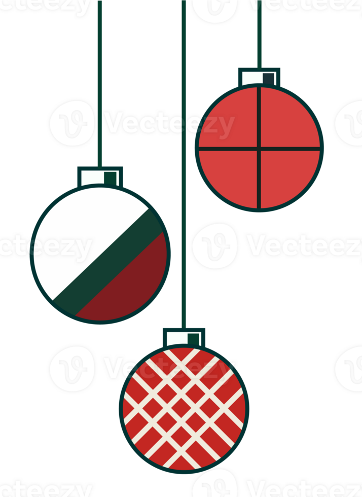 Christmas balls hanging from top  isolate on png