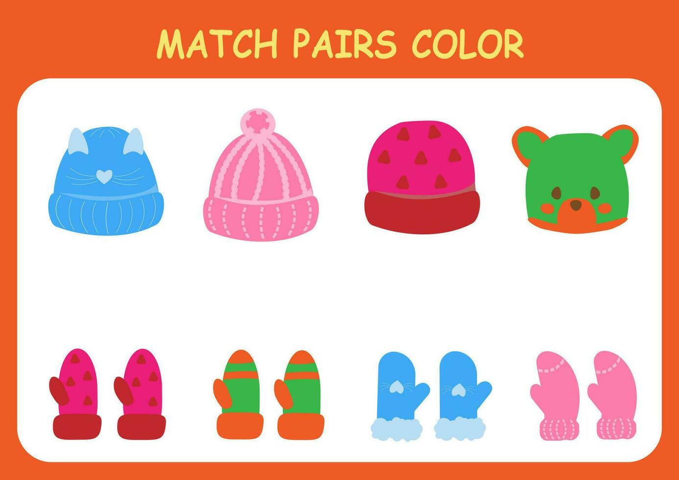 Find pairs of objects. Logic game for learning. Preschool activities for children. vector