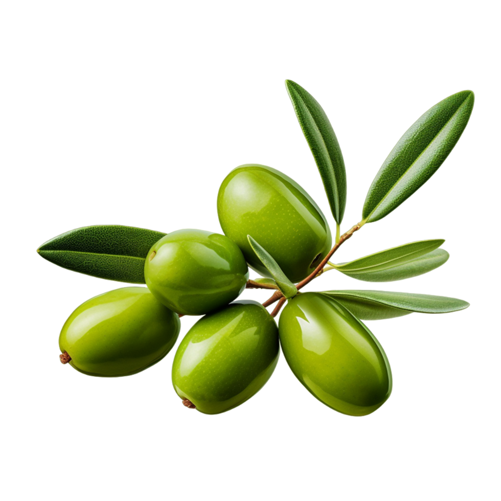 AI generated Green olives with leaves png