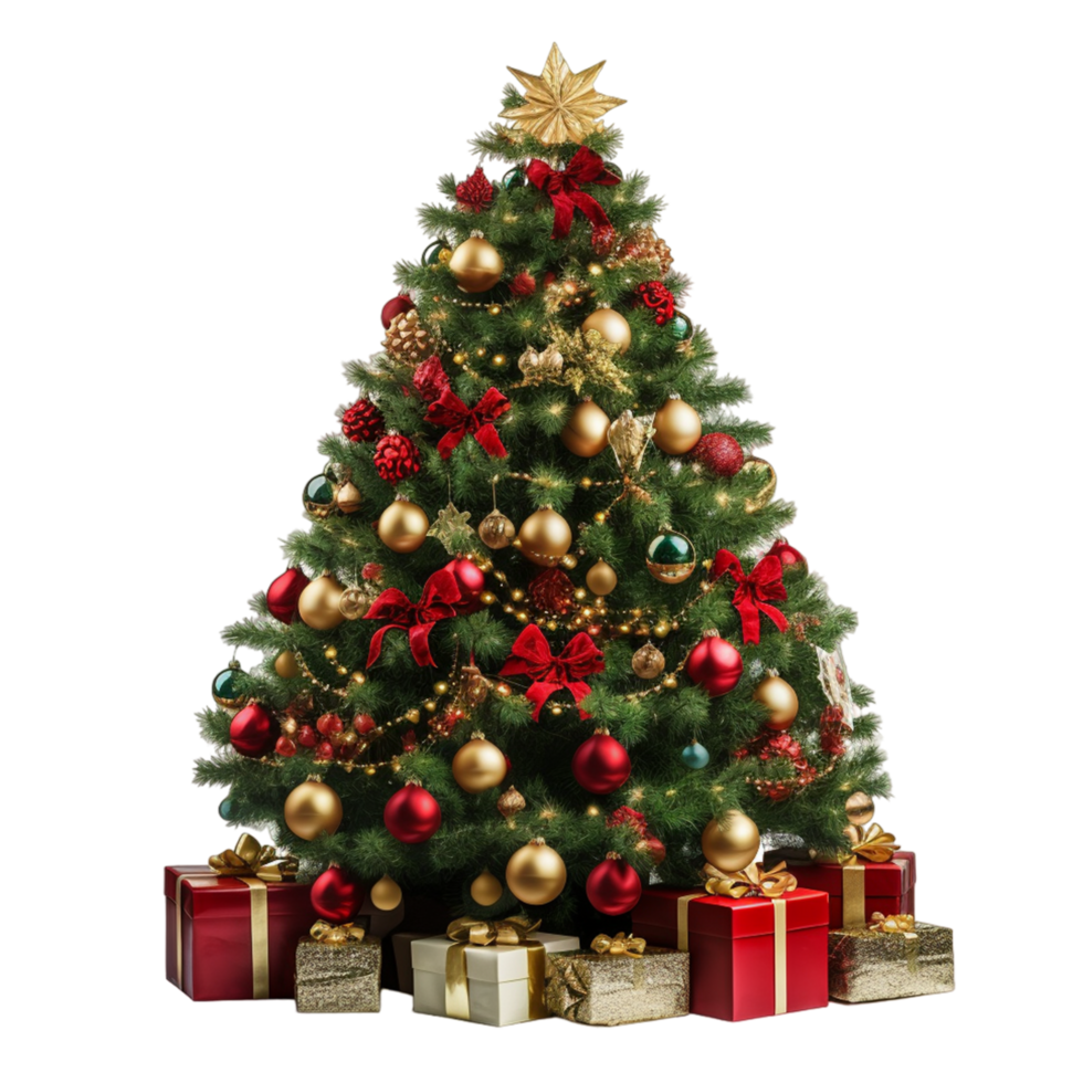 AI generated Christmas Tree And Christmas Presents png