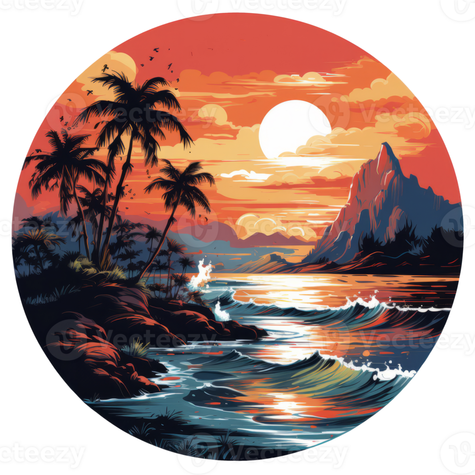 AI generated A sunset over a beach created with generative AI technology png