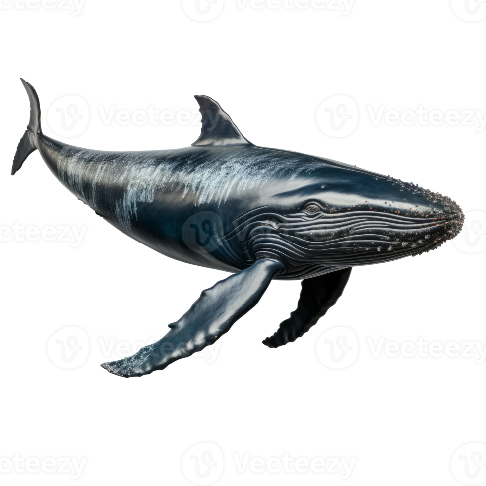 AI generated blue whale on transparent background created with generative AI technology png