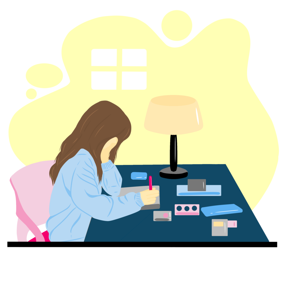 Illustration of Someone Completing Her Task png