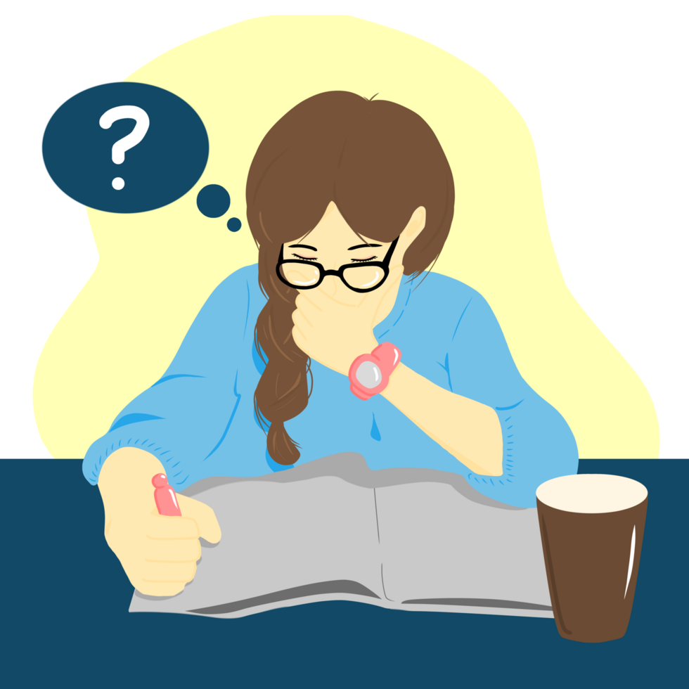 Illustration of a Student Tries to Complete an Assignment png