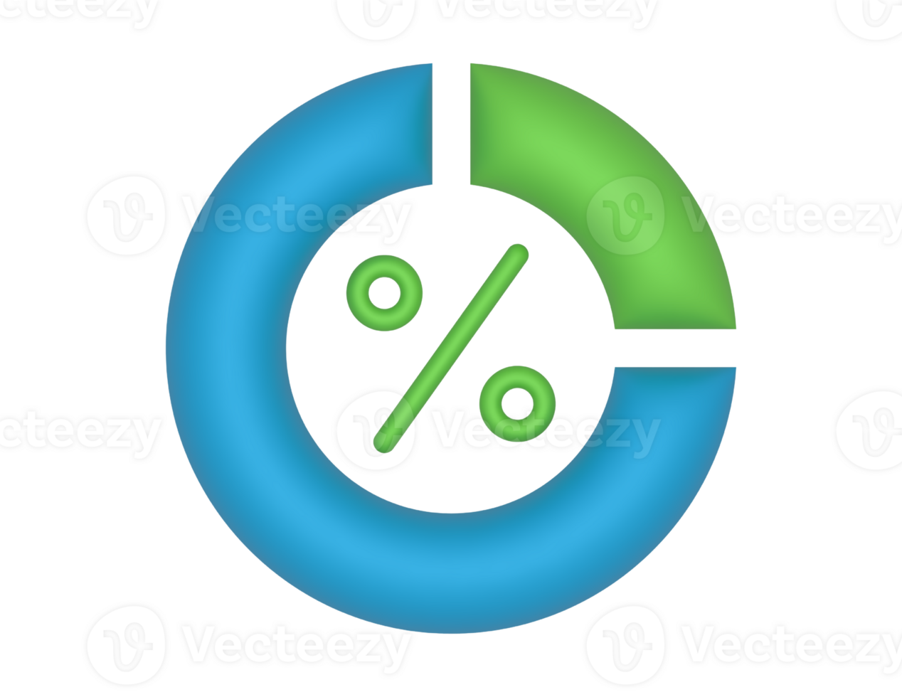 3d Circular Pie Chart And Percent Sign on a transparent background png